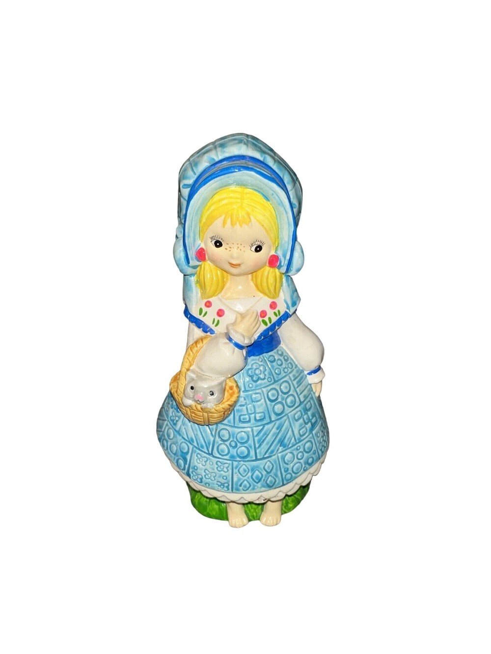 VINTAGE Coin Bank Just Bernard Prairie Blonde Girl Cat Siber Hegner kitsch Japan
